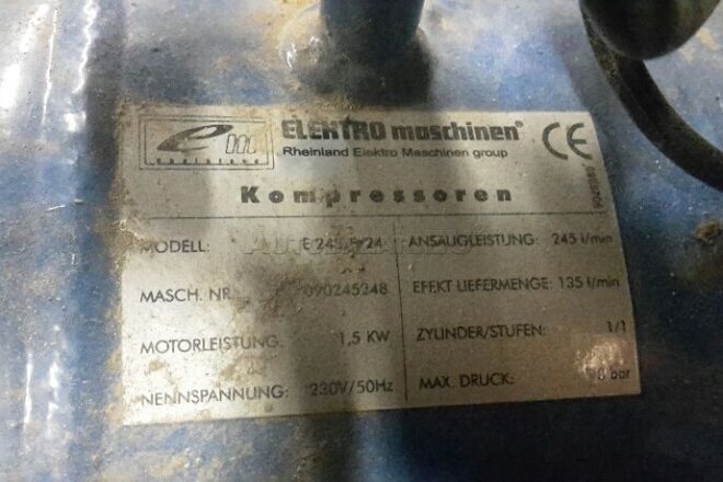 Použitý Piestový kompresor Elektromaschinen, na predaj — foto 3
