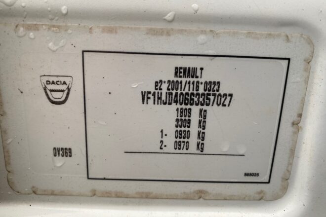 DACIA DUSTER 1,6 SCe 4×4 VIN 027