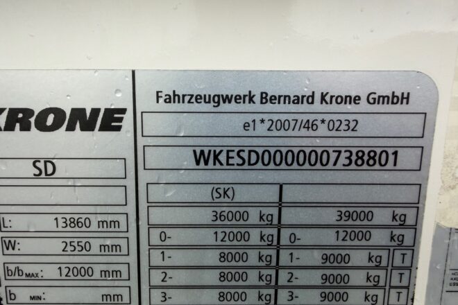 Krone SD LOWDECK threesided strickling VIN 801