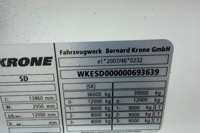 KRONE SD LOWDECK trojstrannka VIN 639