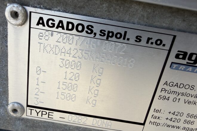 Použitý Agados DONA A4 dvojnápravový príves VIN 018, na predaj — foto 7